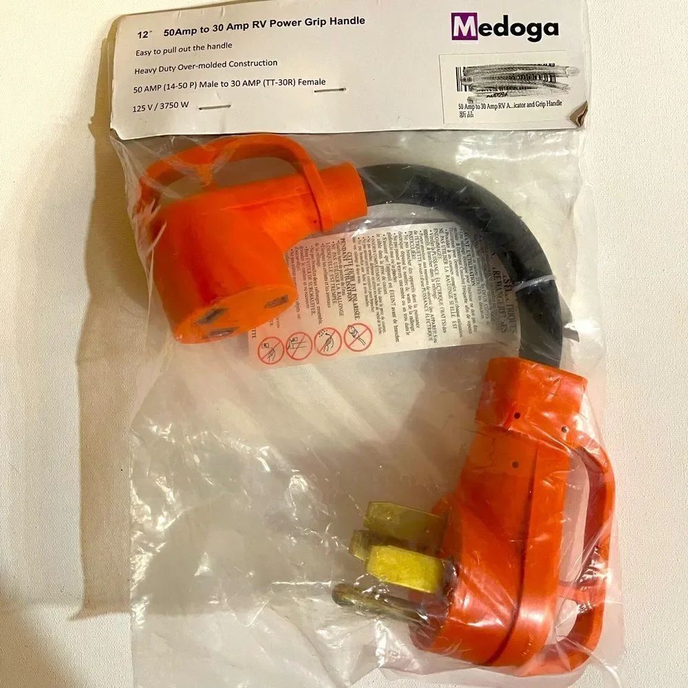 50 amp male to 30 amp female RV power grip handle